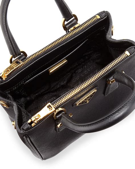 prada saffiano mini galleria crossbody bag black nero|Prada small shoulder bag.